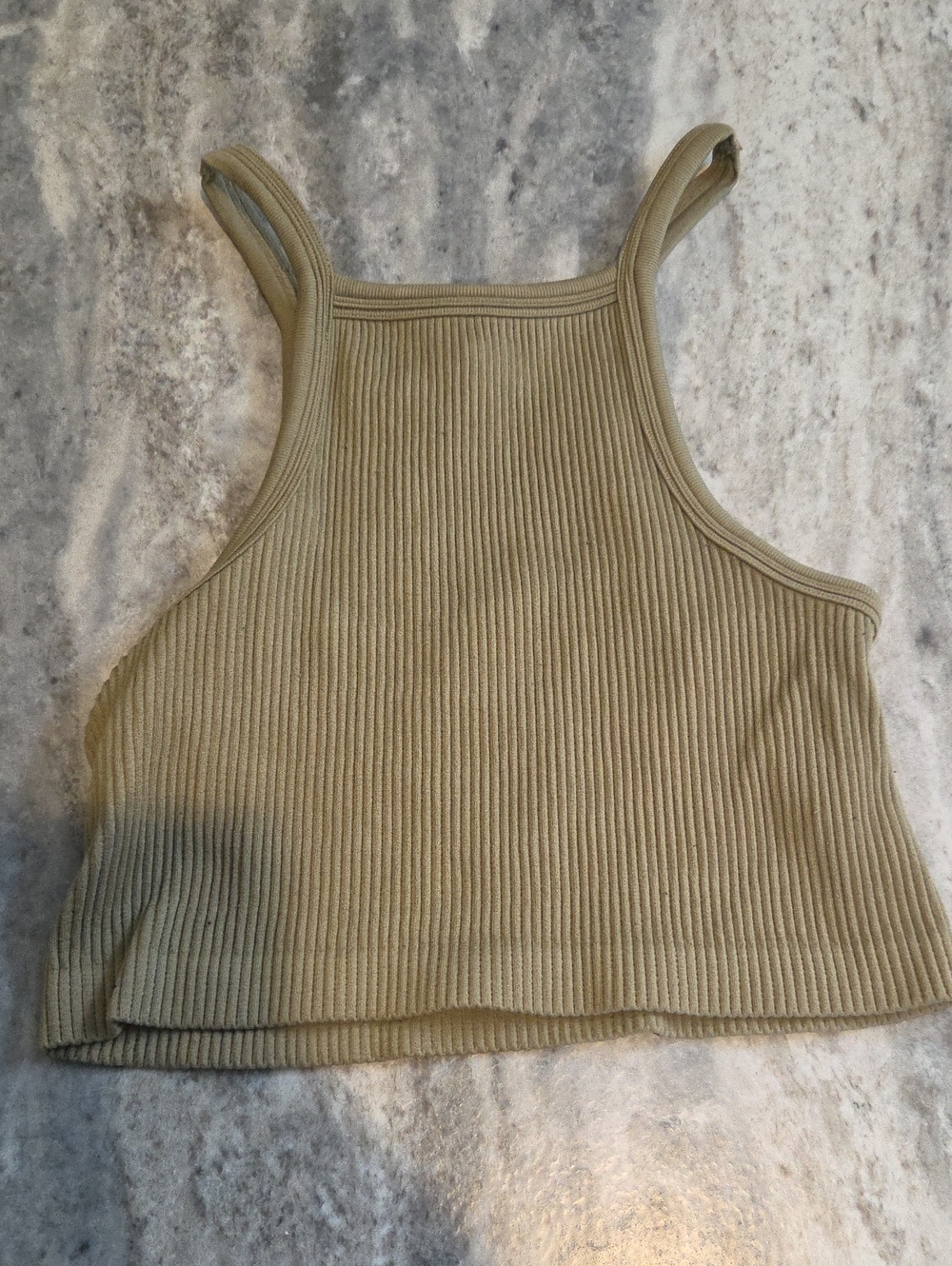Forever 21 Olive Ribbed Square-Neck Crop Top